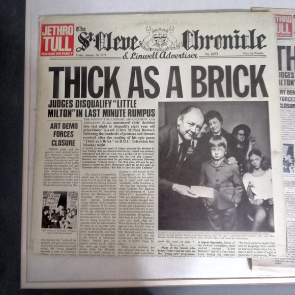 Framed Jethro Tull Thick As A Brick LP St Cleve Chronicle Newspaper Bundle - Picture 2 of 8